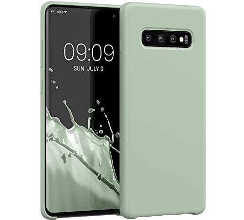kwmobile TPU Silicone Case Compatible with Samsung Galaxy S10 Plus / S10+ - Case Slim Phone Cover with Soft Finish - Gray Green